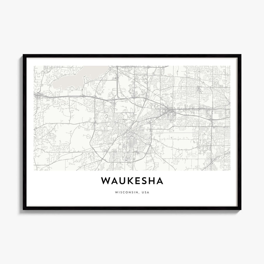 Waukesha Map Poster, framed poster mockup