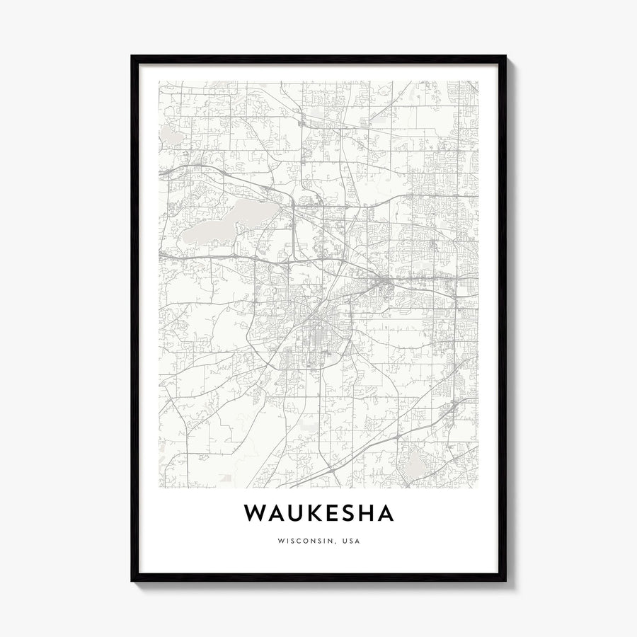 Waukesha Map Poster, framed poster mockup