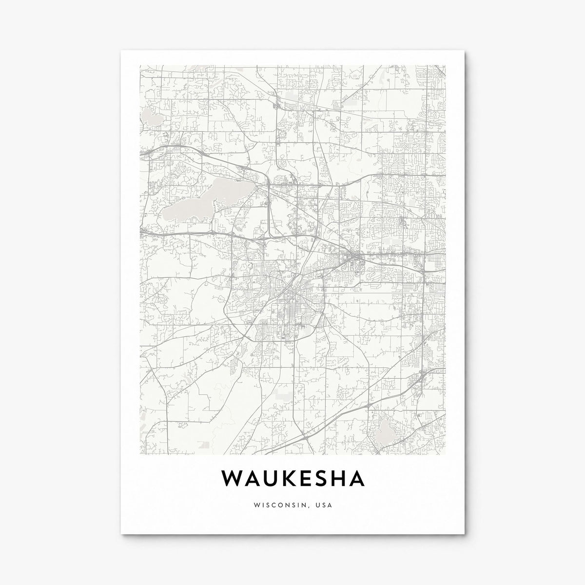 Waukesha Map Poster, print only (unframed)
