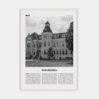 Waukesha Poster White Wood / 8x12 in Nbourhood Travel B&W Poster