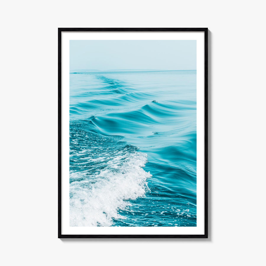 Waves at Sea colorful photo poster – vertical wall art, unframed print shown in interior mockup