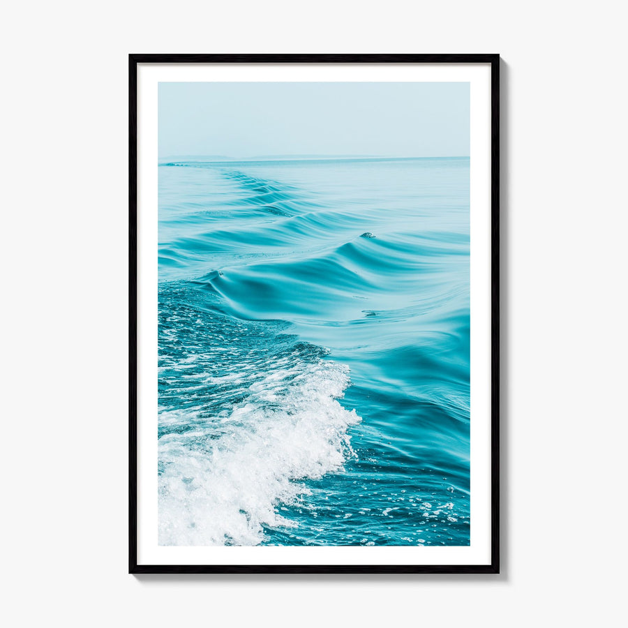 Waves at Sea Photo Poster, framed poster mockup, white border