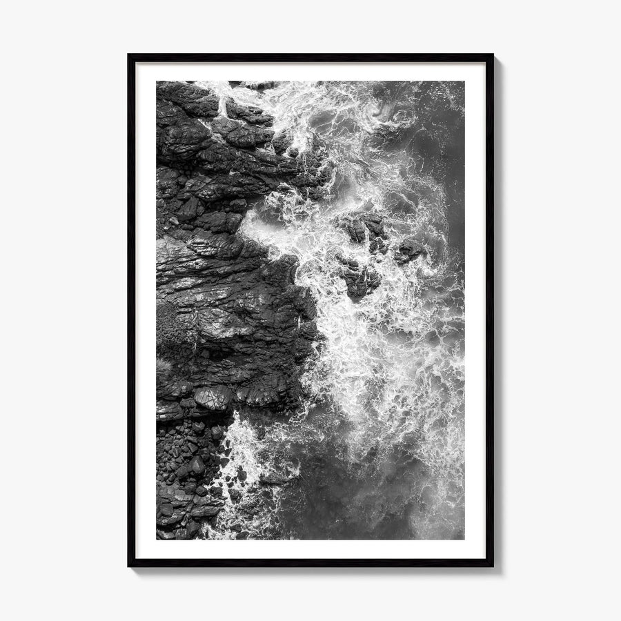 Waves Crashing Photo No 1 Poster, framed poster mockup, white border