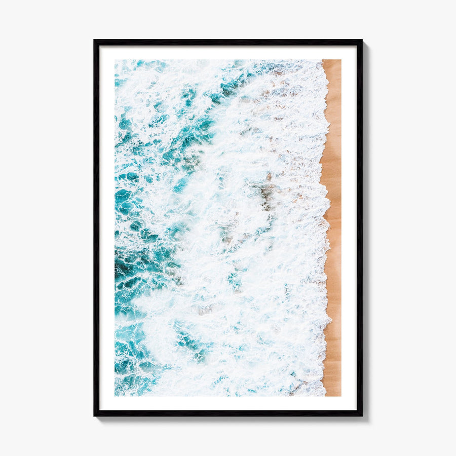 Waves Crashing Photo No 1 Poster, framed poster mockup, white border