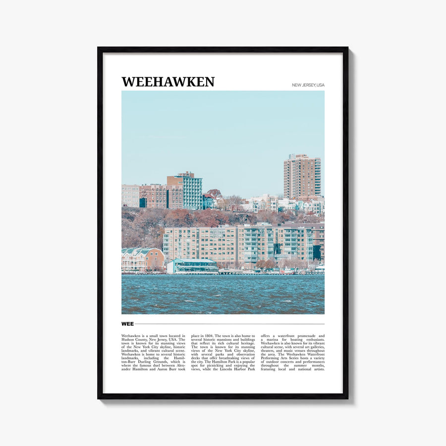 Weehawken colorful travel poster of New Jersey, USA – vertical wall art, unframed print shown in interior mockup