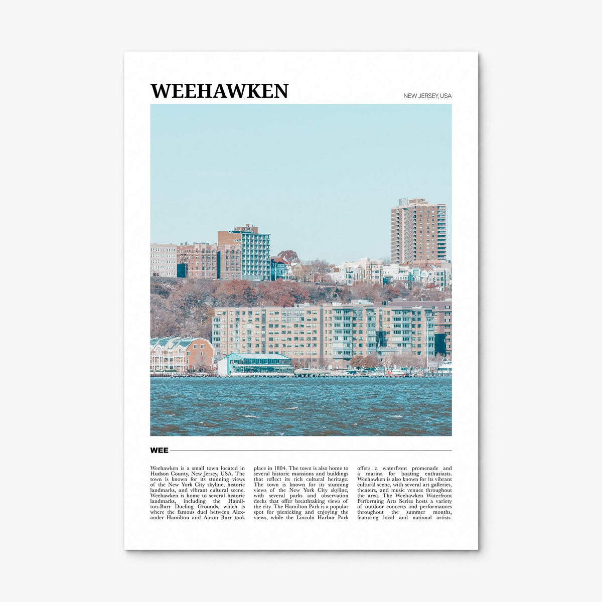Weehawken Travel Poster, print only (unframed)