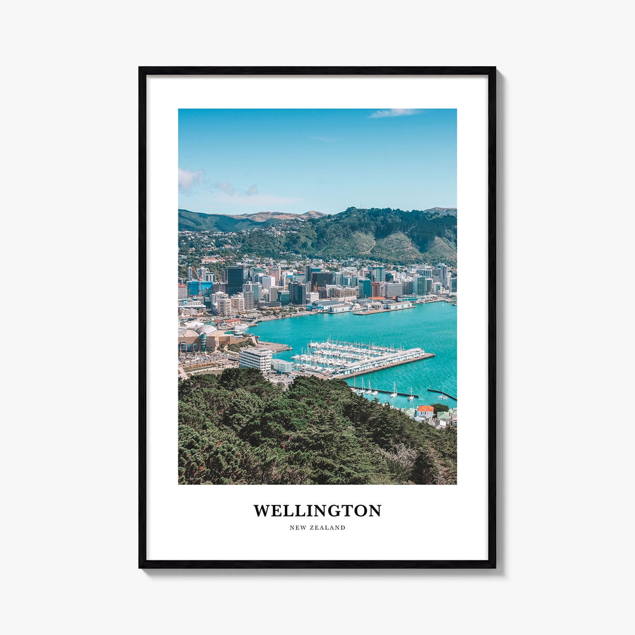Wellington colorful classic poster of New Zealand – vertical wall art, unframed print shown in interior mockup