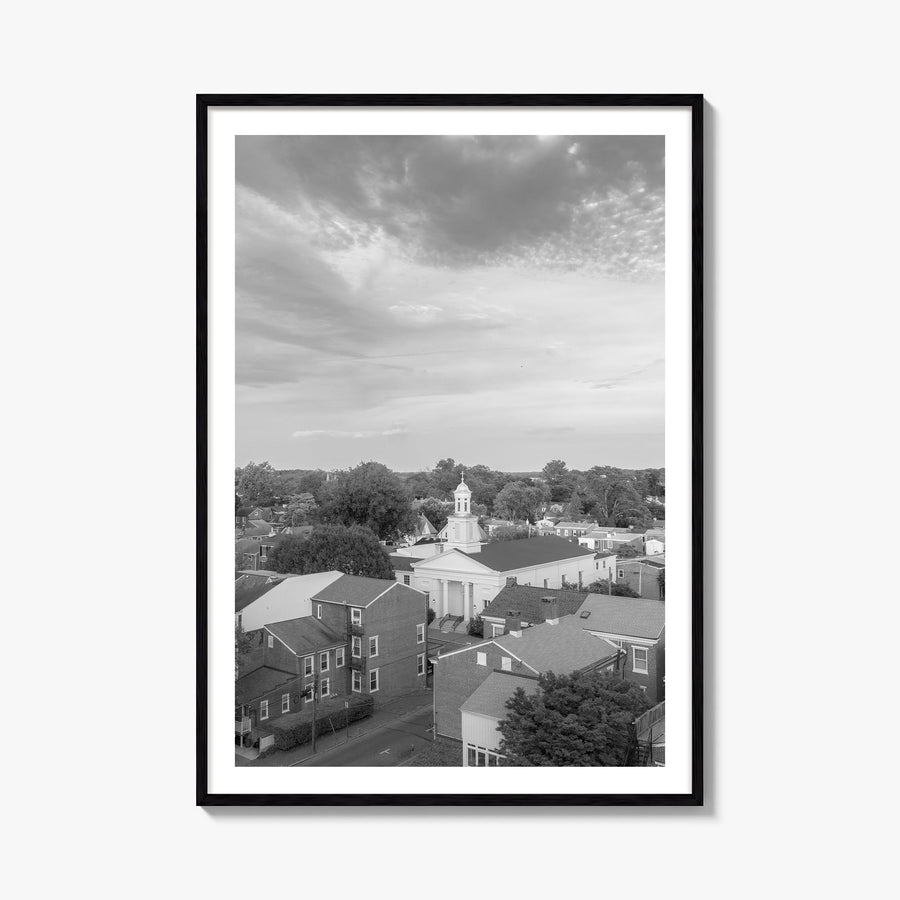 West Chester black & white photo poster of Pennsylvania, USA – vertical wall art, unframed print shown in interior mockup