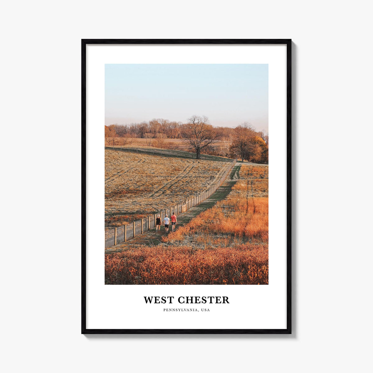 West Chester colorful classic poster of Pennsylvania, USA – vertical wall art, unframed print shown in interior mockup