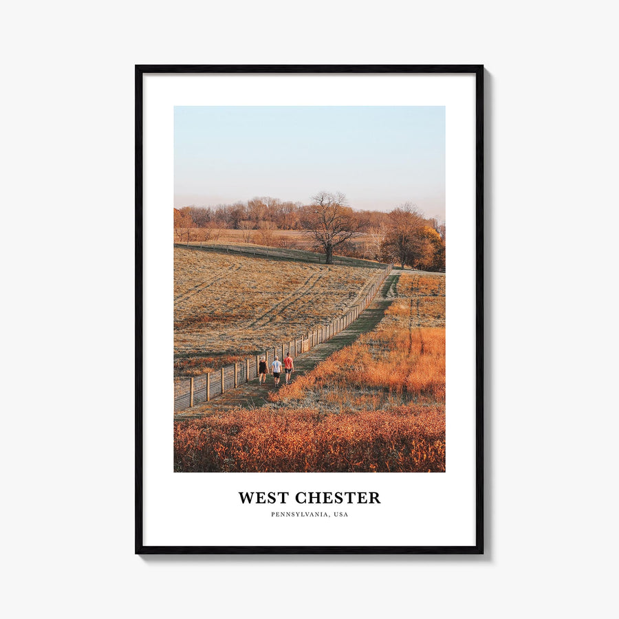 West Chester colorful classic poster of Pennsylvania, USA – vertical wall art, unframed print shown in interior mockup