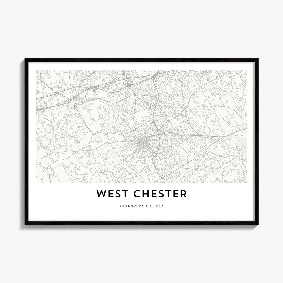West Chester, Pennsylvania Map Poster, framed poster mockup