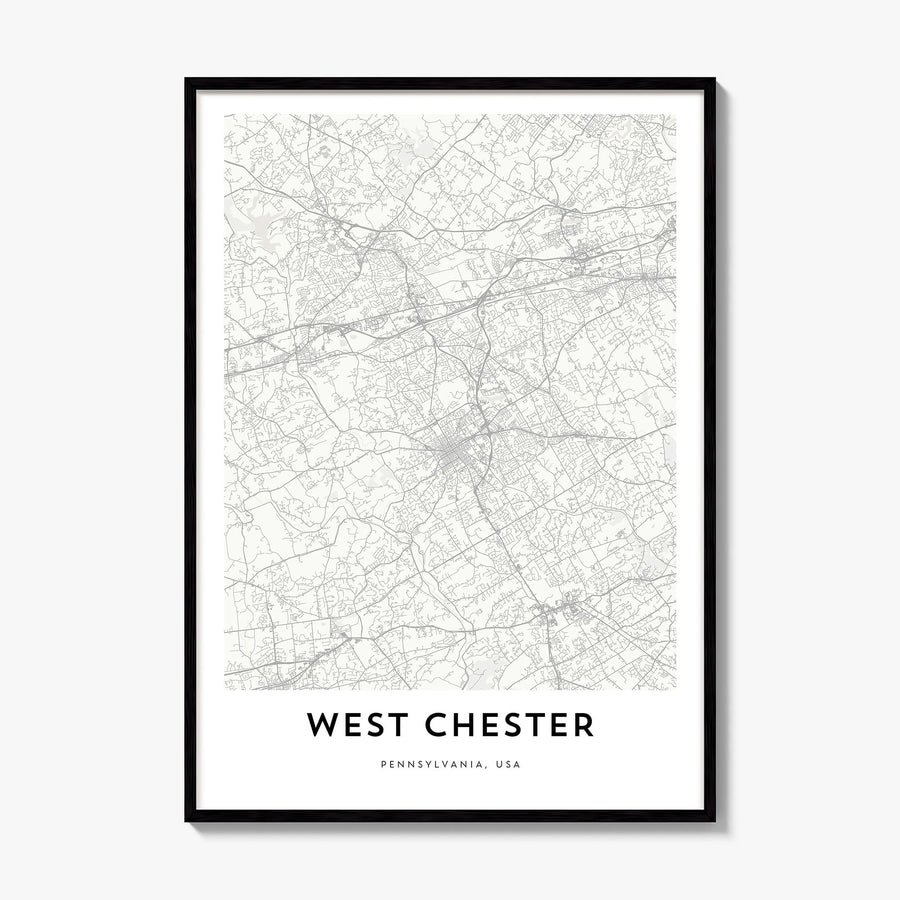 West Chester, Pennsylvania Map Poster, framed poster mockup