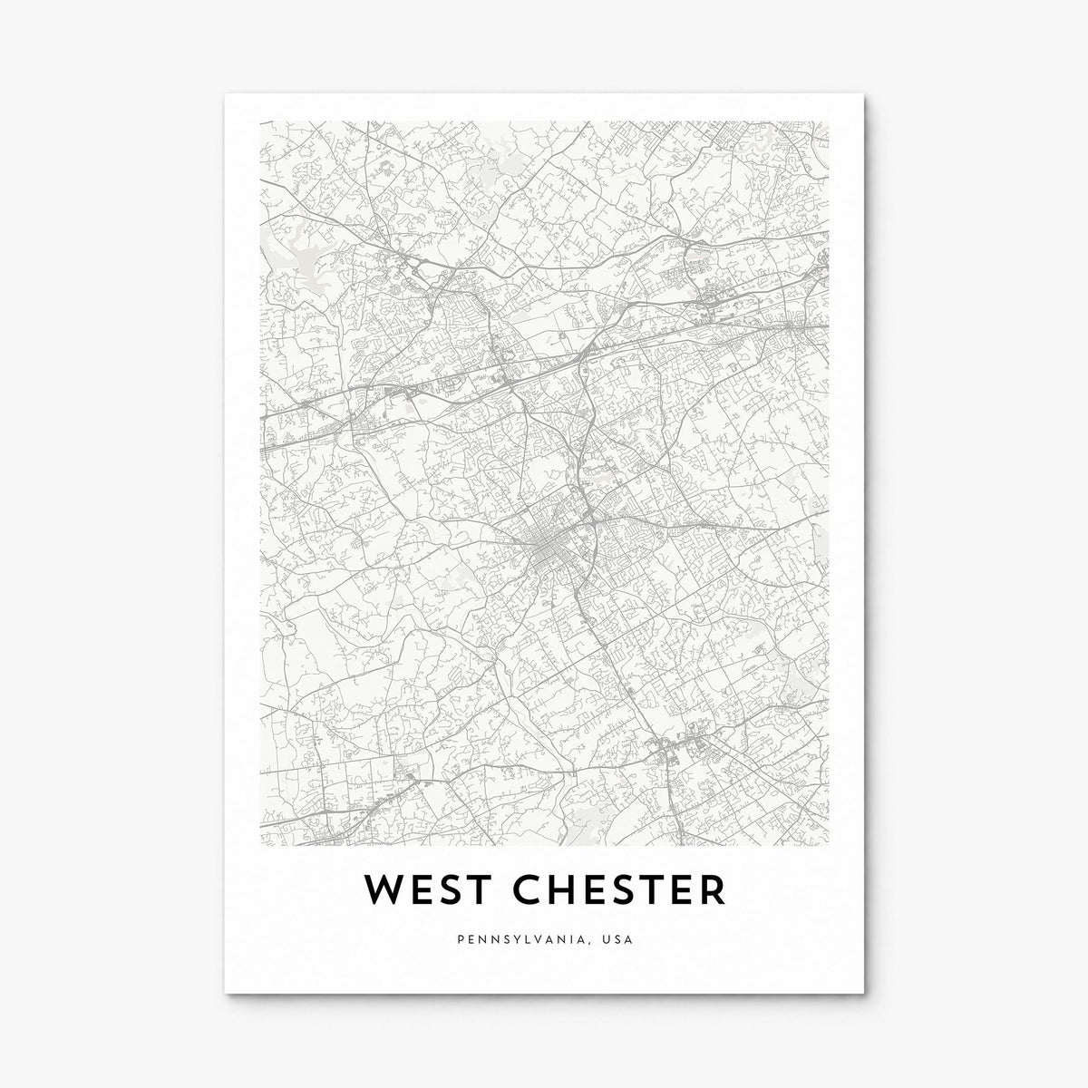 West Chester, Pennsylvania Map Poster, print only (unframed)