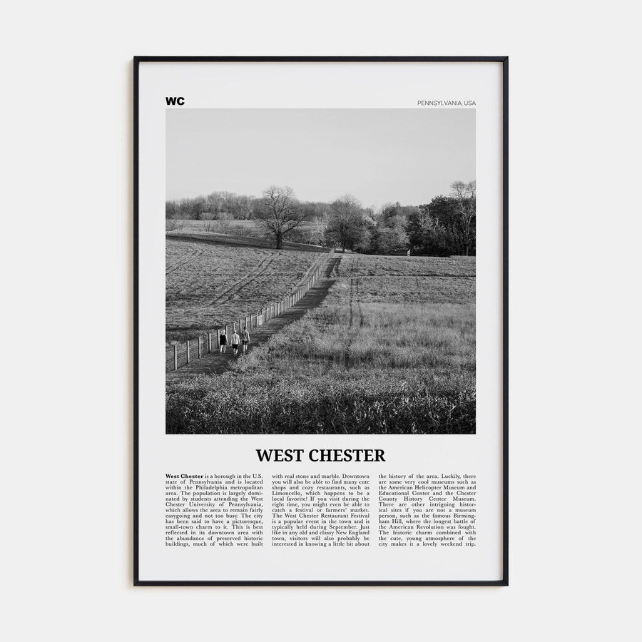 West Chester Poster Black Metal / 8x12 in Nbourhood Travel B&W Poster