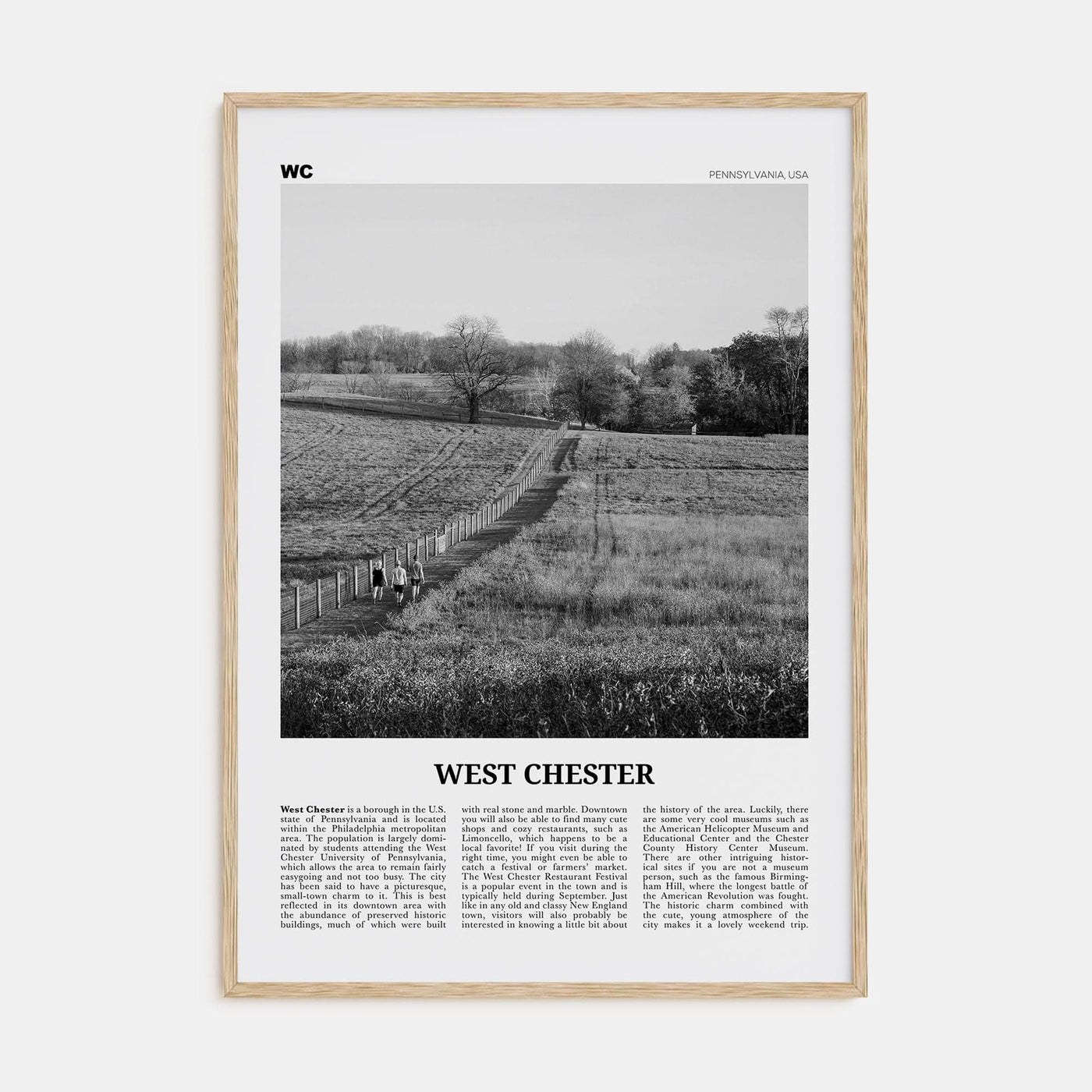 West Chester Poster Natural Wood / 8x12 in Nbourhood Travel B&W Poster