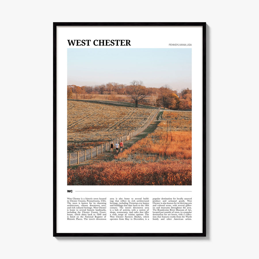 West Chester, Pennsylvania Travel Poster, framed poster mockup