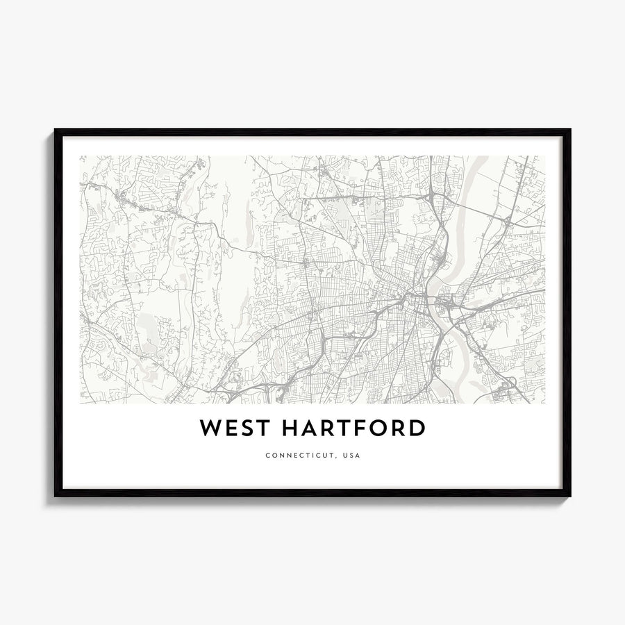 West Hartford Map Poster, framed poster mockup