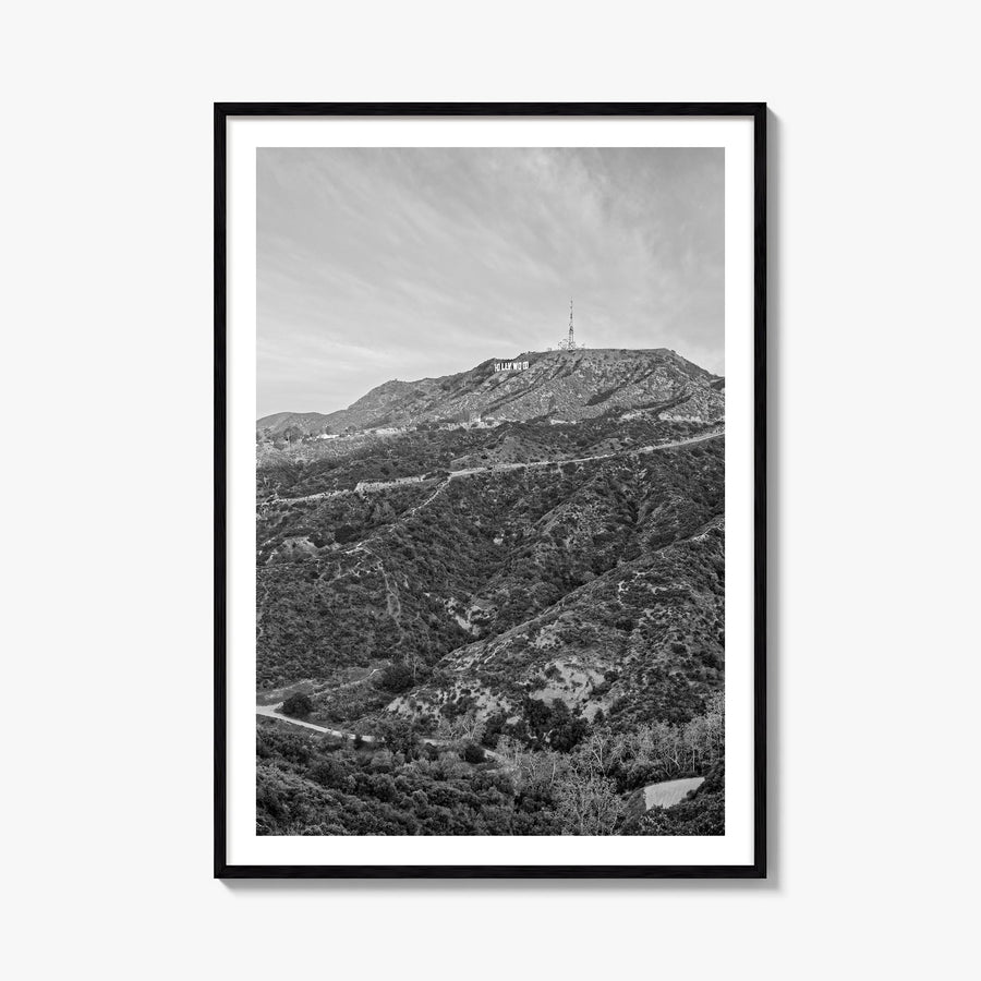West Hollywood black & white photo poster of California, USA – vertical wall art, unframed print shown in interior mockup