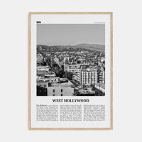 West Hollywood Poster Natural Wood / 8x12 in Nbourhood Travel B&W Poster