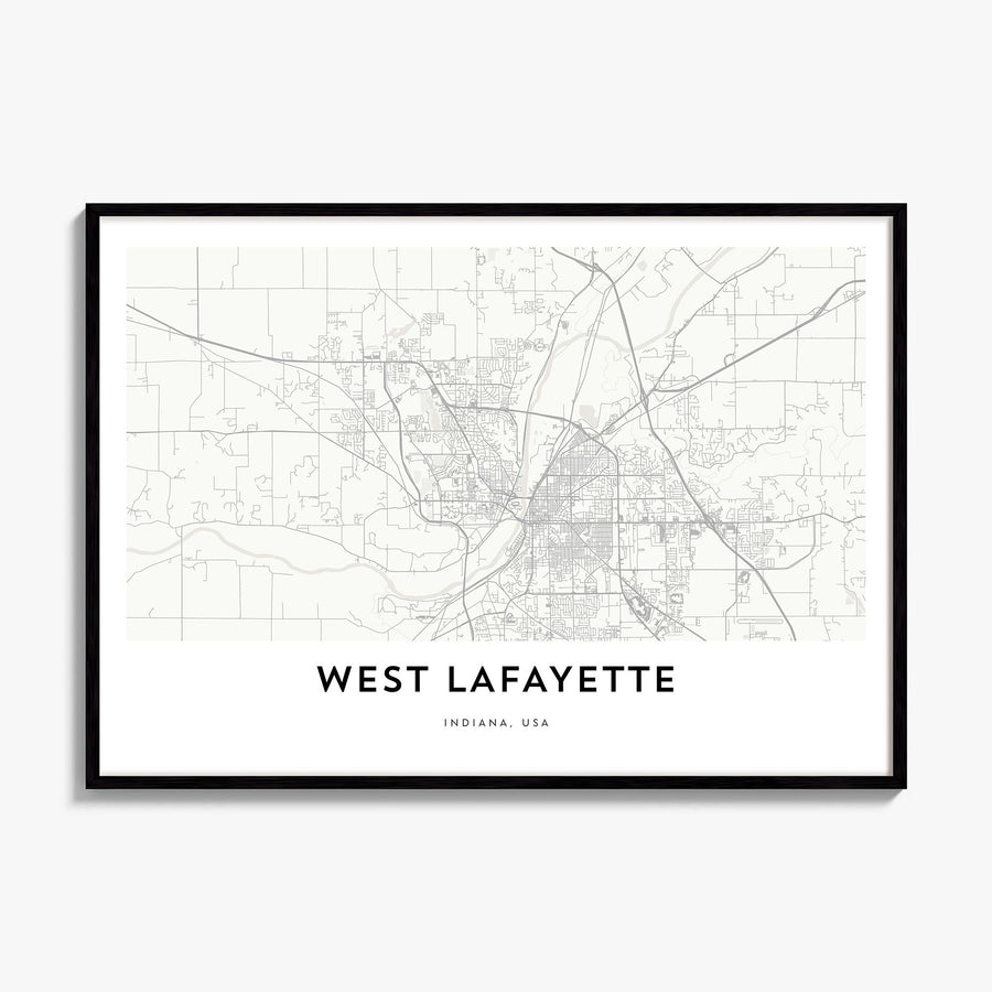 West Lafayette Map Poster, framed poster mockup