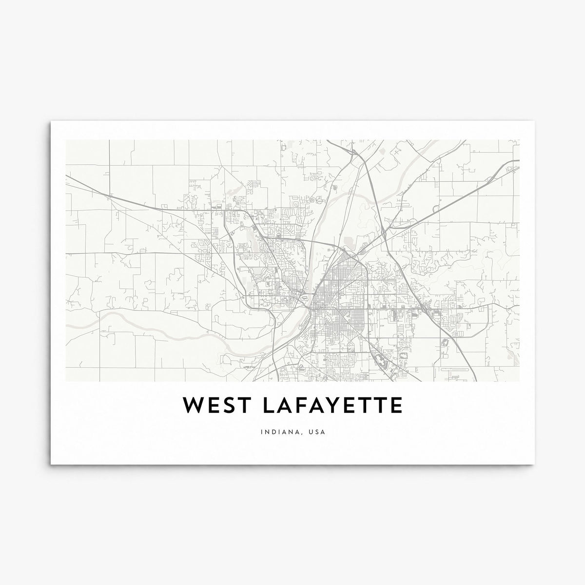 West Lafayette Map Poster, print only (unframed)