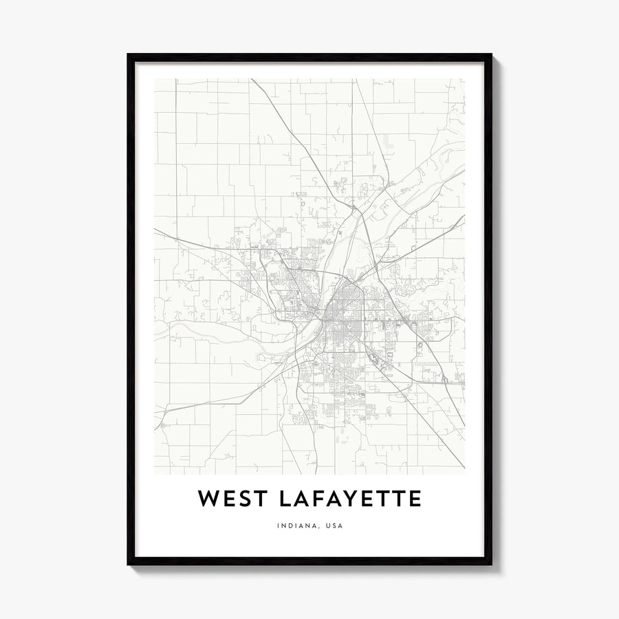 West Lafayette Map Poster, framed poster mockup
