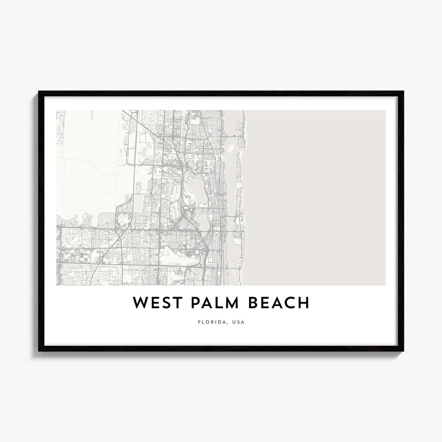 West Palm Beach Map Poster, framed poster mockup