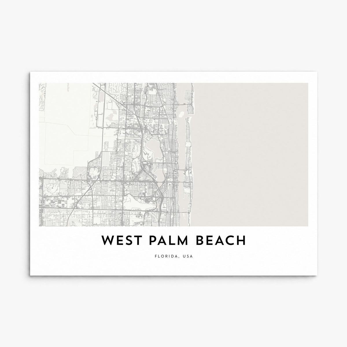 West Palm Beach Map Poster, print only (unframed)