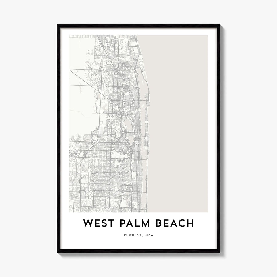 West Palm Beach Map Poster, framed poster mockup