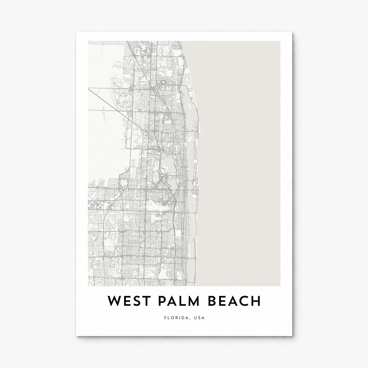 West Palm Beach Map Poster, print only (unframed)