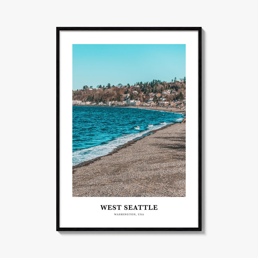 West Seattle colorful classic poster of Seattle, Washington – vertical wall art, unframed print shown in interior mockup