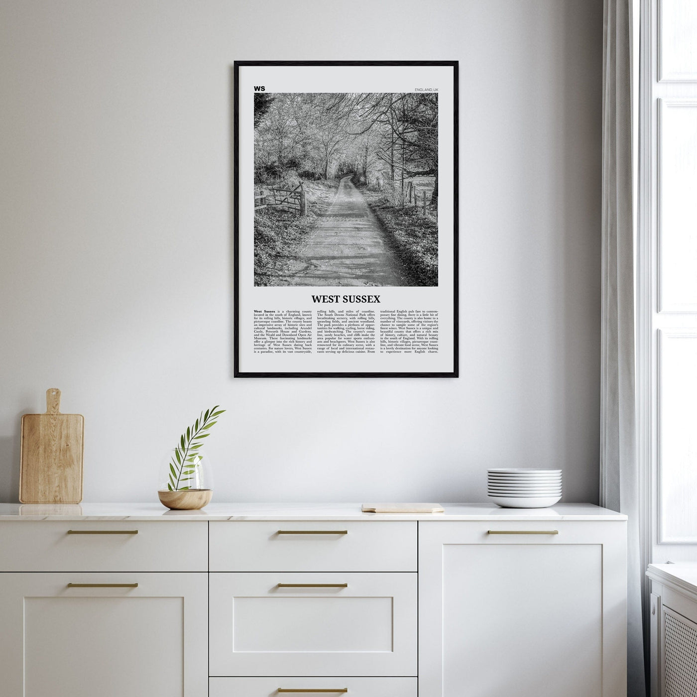 West Sussex Poster Nbourhood Travel B&W Poster