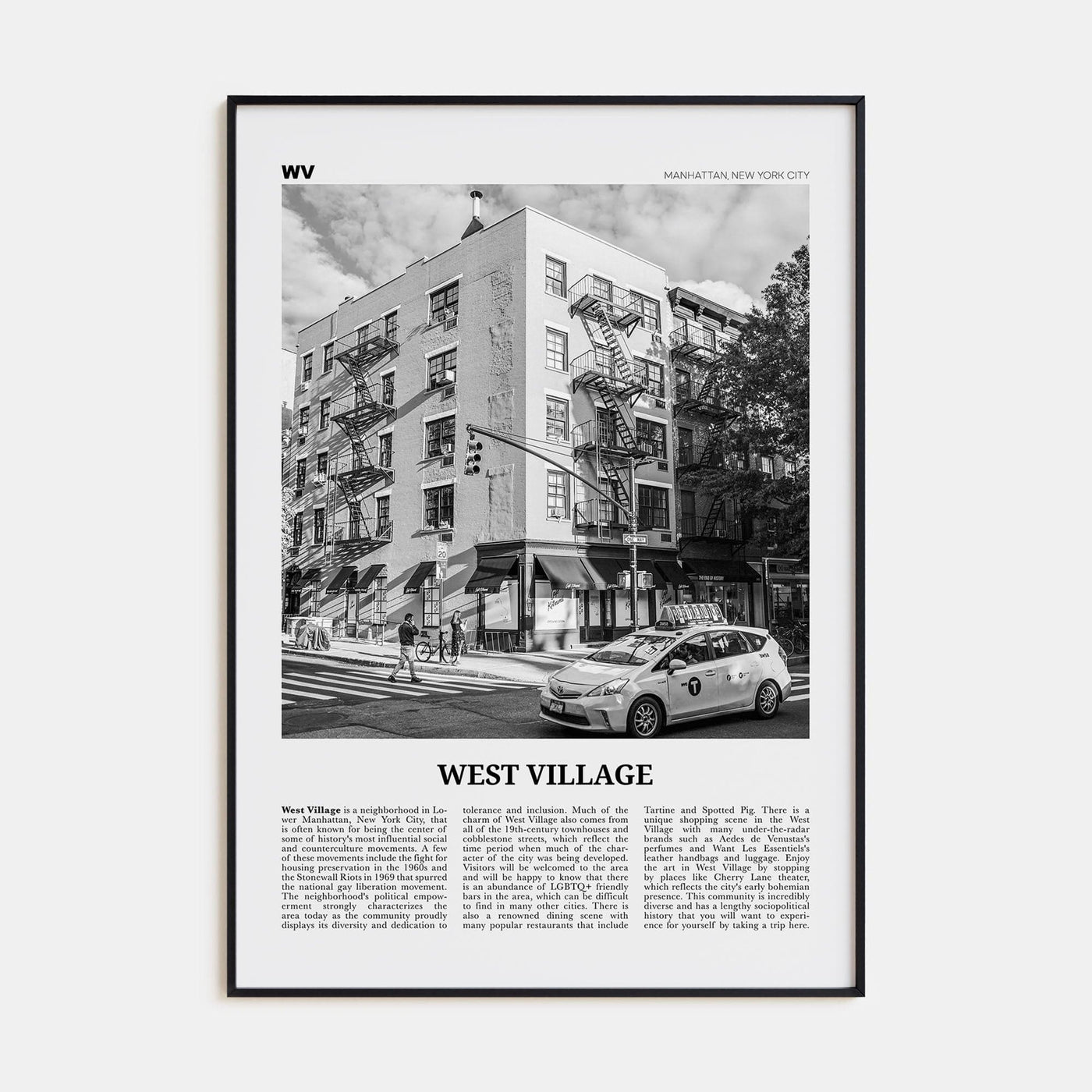 West Village Poster Black Metal / 8x12 in Nbourhood Travel B&W Poster