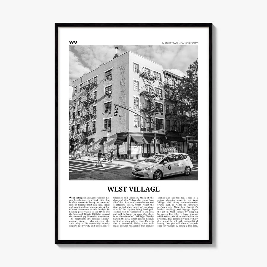 West Village Newspaper Poster, framed poster mockup