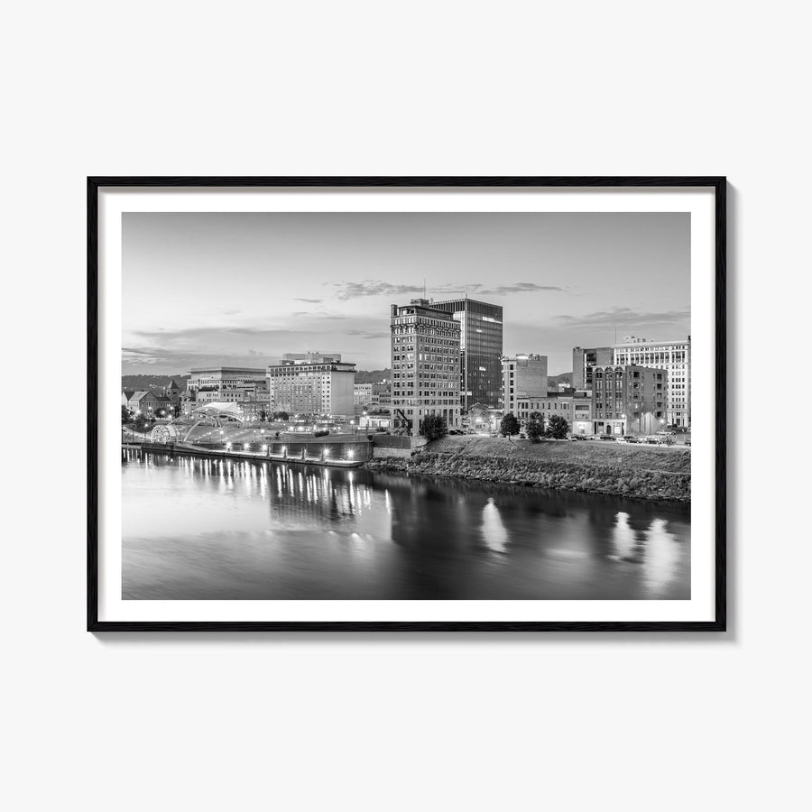 West Virginia black & white photo poster of United States – horizontal wall art, unframed print shown in interior mockup