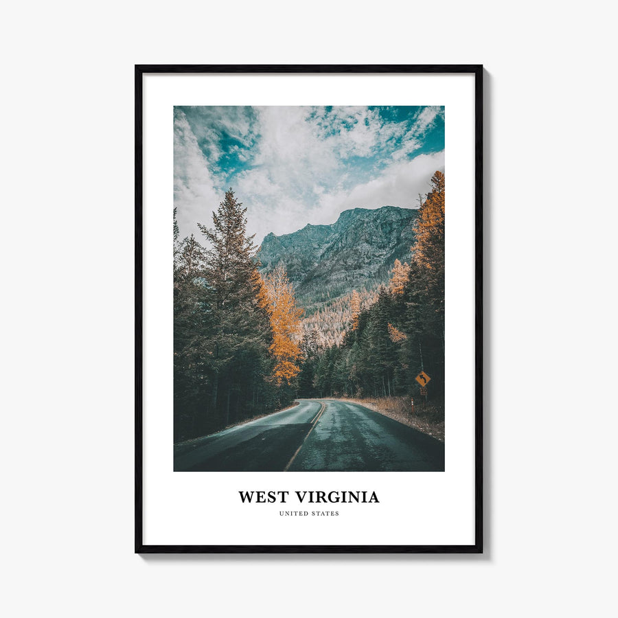 West Virginia colorful classic poster of United States – vertical wall art, unframed print shown in interior mockup