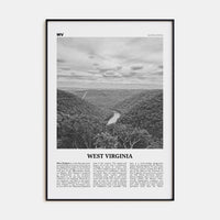 West Virginia No 1 Poster Black Metal / 8x12 in Nbourhood Travel B&W Poster