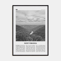 West Virginia No 1 Poster Black Wood / 8x12 in Nbourhood Travel B&W Poster