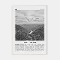 West Virginia No 1 Poster White Wood / 8x12 in Nbourhood Travel B&W Poster