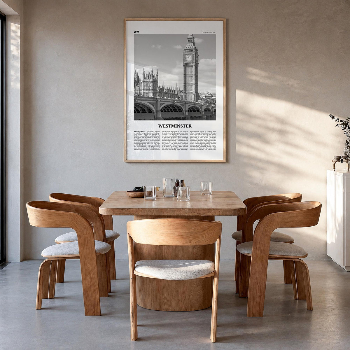 Westminster black & white newspaper poster of Colorado, USA – vertical wall art in natural wood frame, hanging on wall