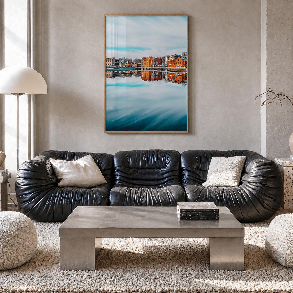 Westport, Connecticut colorful photo poster of Connecticut, USA – vertical wall art in natural wood frame, hanging on wall