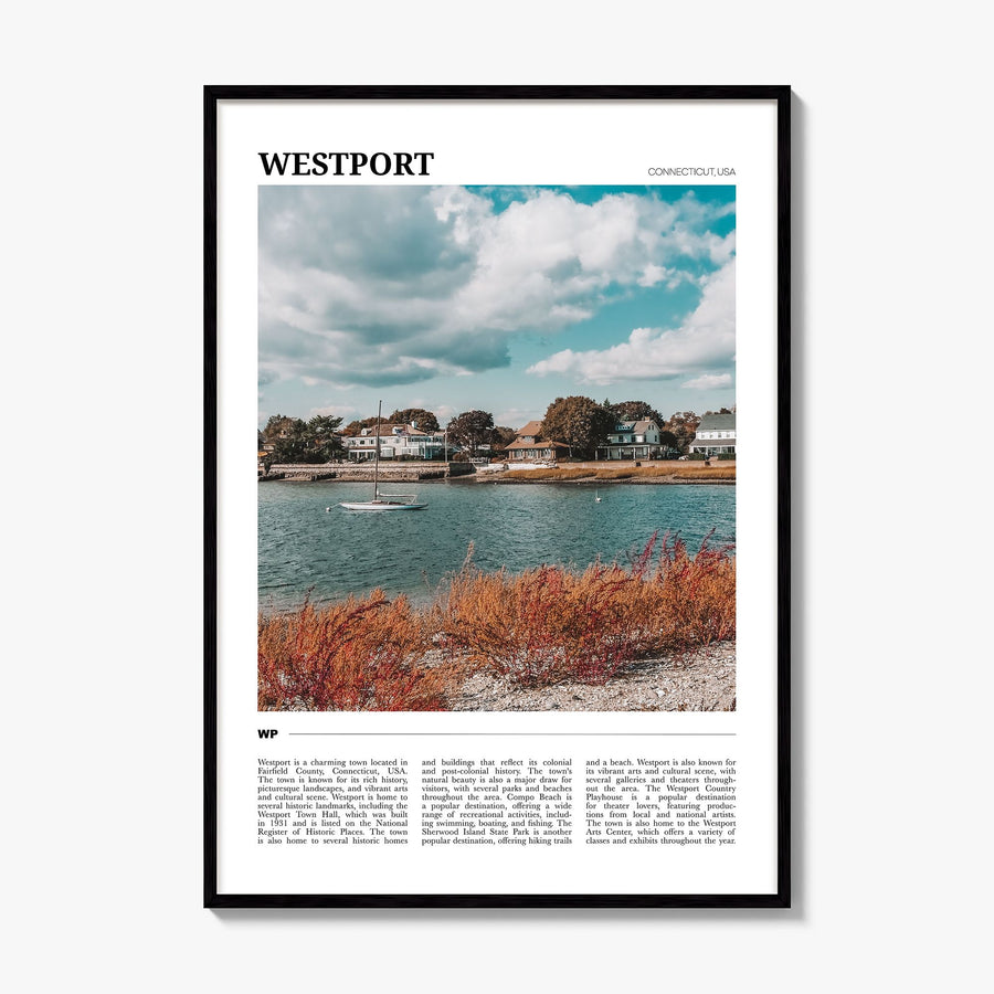 Westport, Connecticut Travel Poster, framed poster mockup