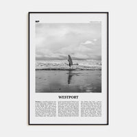 Westport, Washington Poster Black Metal / 8x12 in Nbourhood Travel B&W Poster