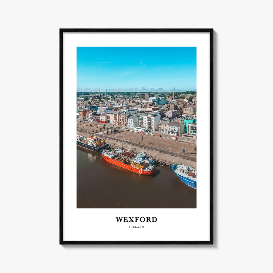 Wexford colorful classic poster of Ireland – vertical wall art, unframed print shown in interior mockup