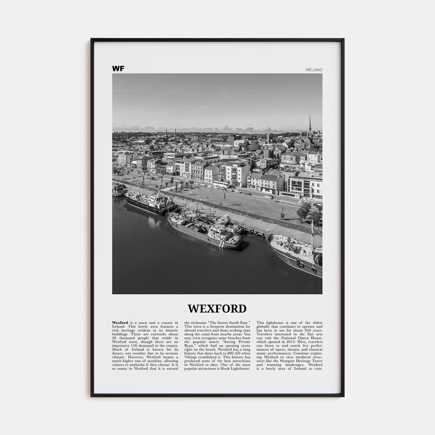 Wexford Poster Black Metal / 8x12 in Nbourhood Travel B&W Poster