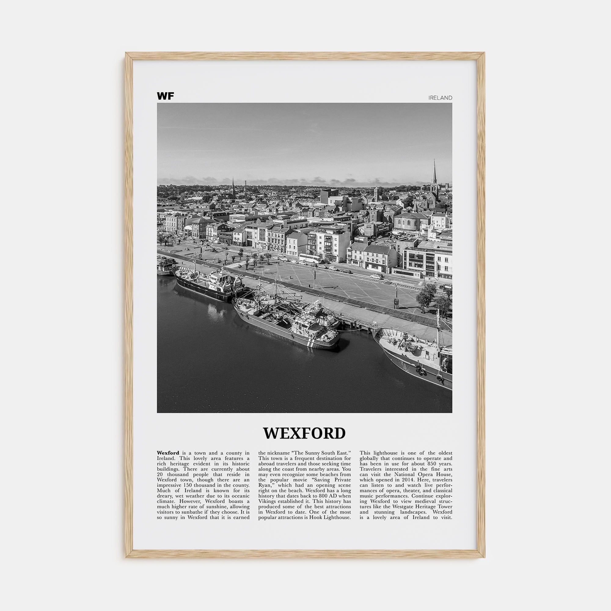 Wexford Poster Natural Wood / 8x12 in Nbourhood Travel B&W Poster