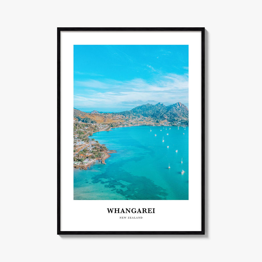 Whangarei colorful classic poster of New Zealand – vertical wall art, unframed print shown in interior mockup