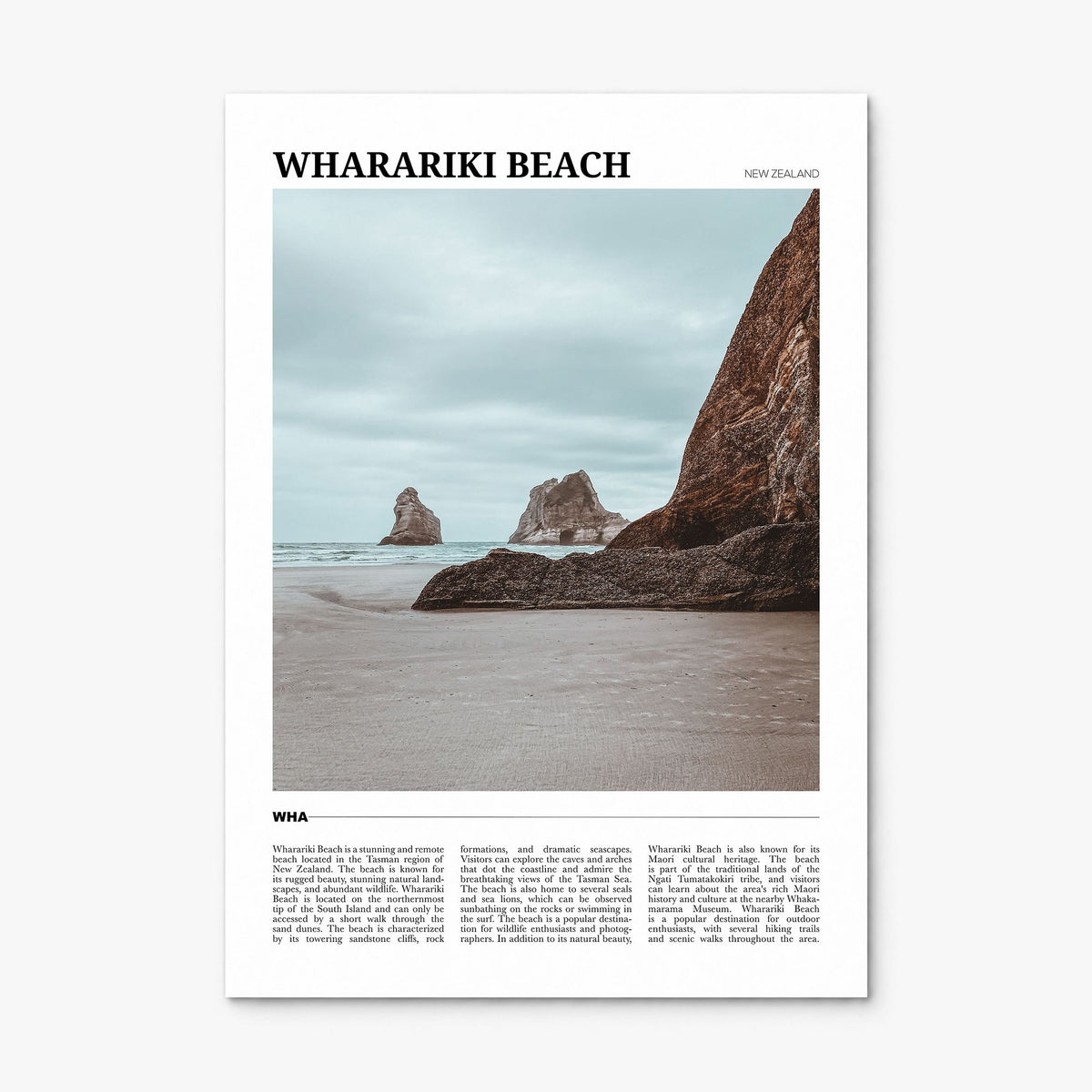 Wharariki Beach Travel Poster, print only (unframed)