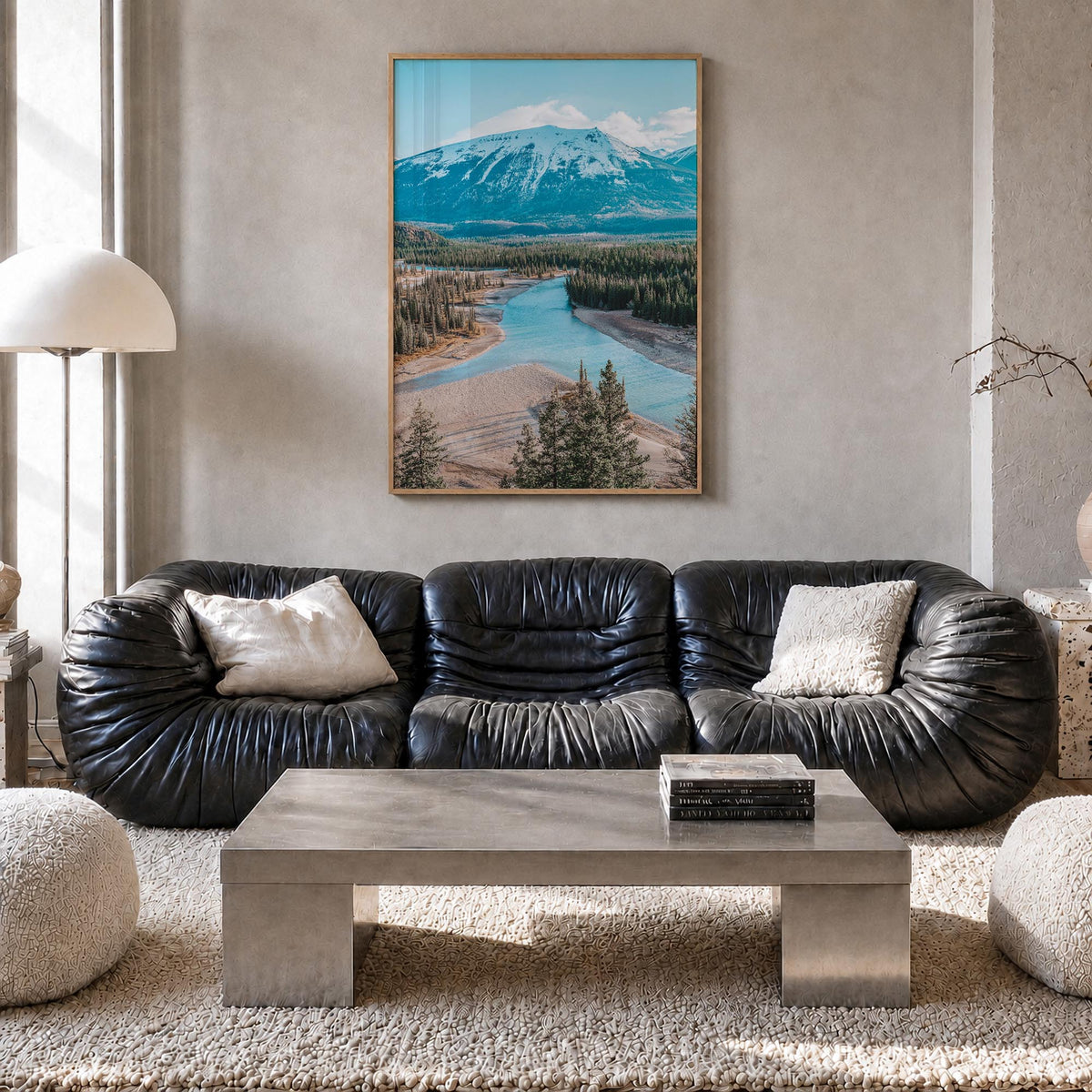 Whistler colorful photo poster of British Columbia, Canada – vertical wall art in natural wood frame, hanging on wall