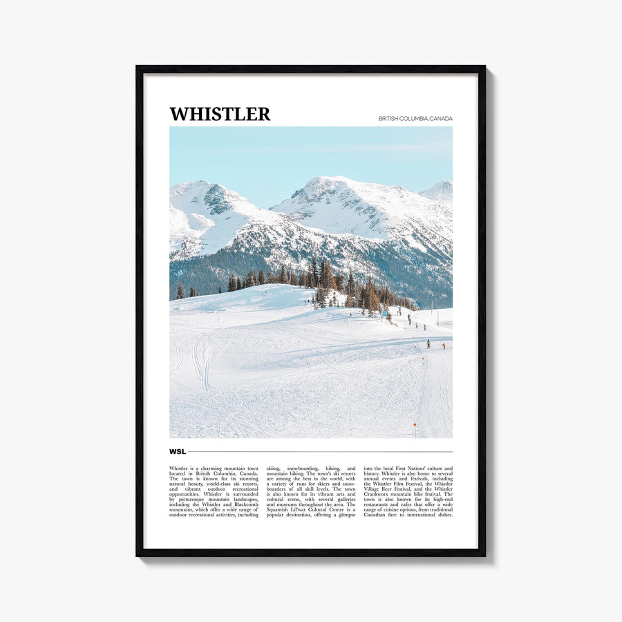 Whistler colorful travel poster of British Columbia, Canada – vertical wall art, unframed print shown in interior mockup